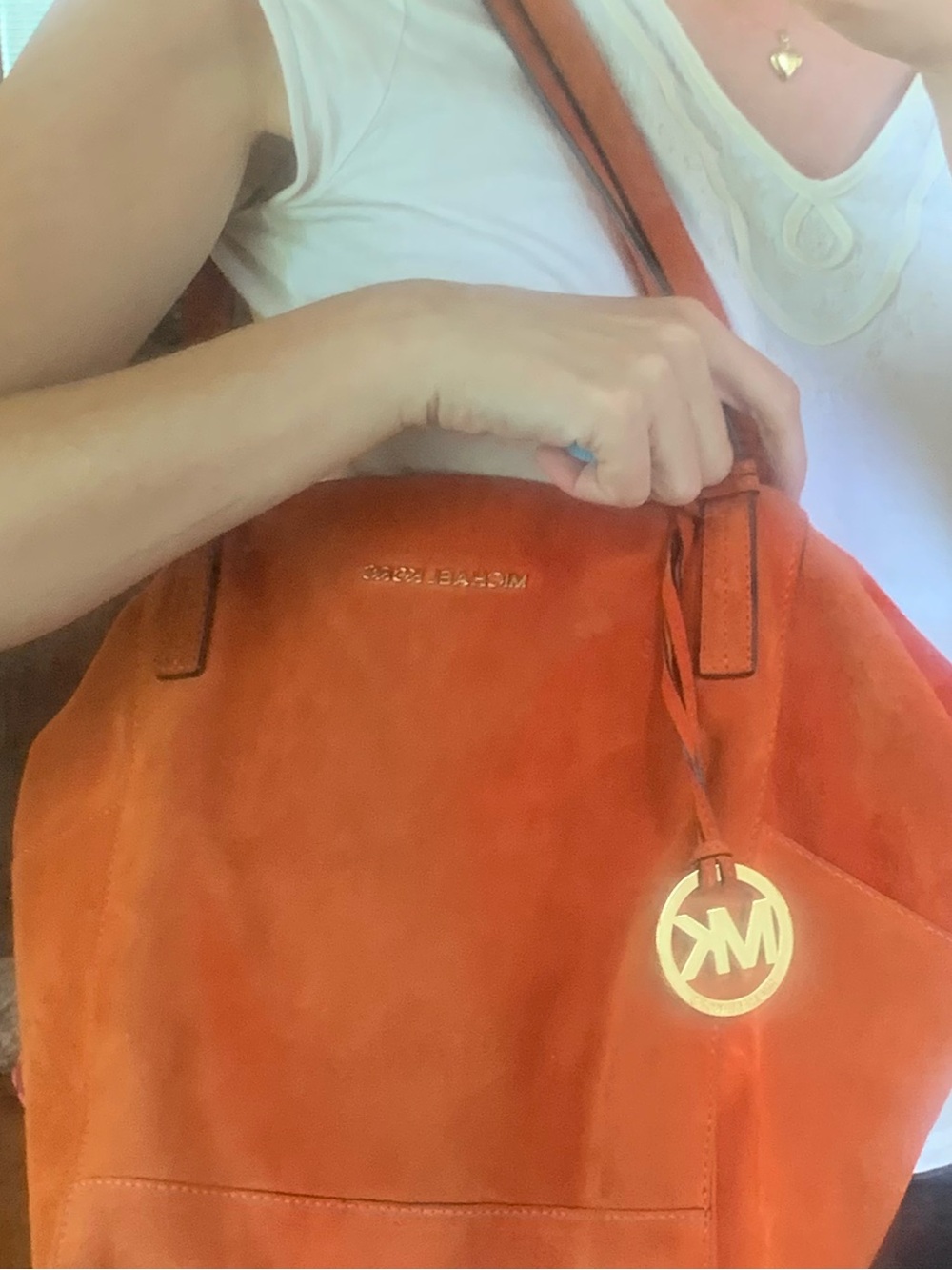 Michael Kors Suede Orange Ashbury Tote